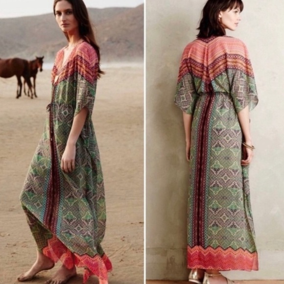 ANTHRO Vanessa Virginia Printed Maxi Caftan - Picture 5 of 5